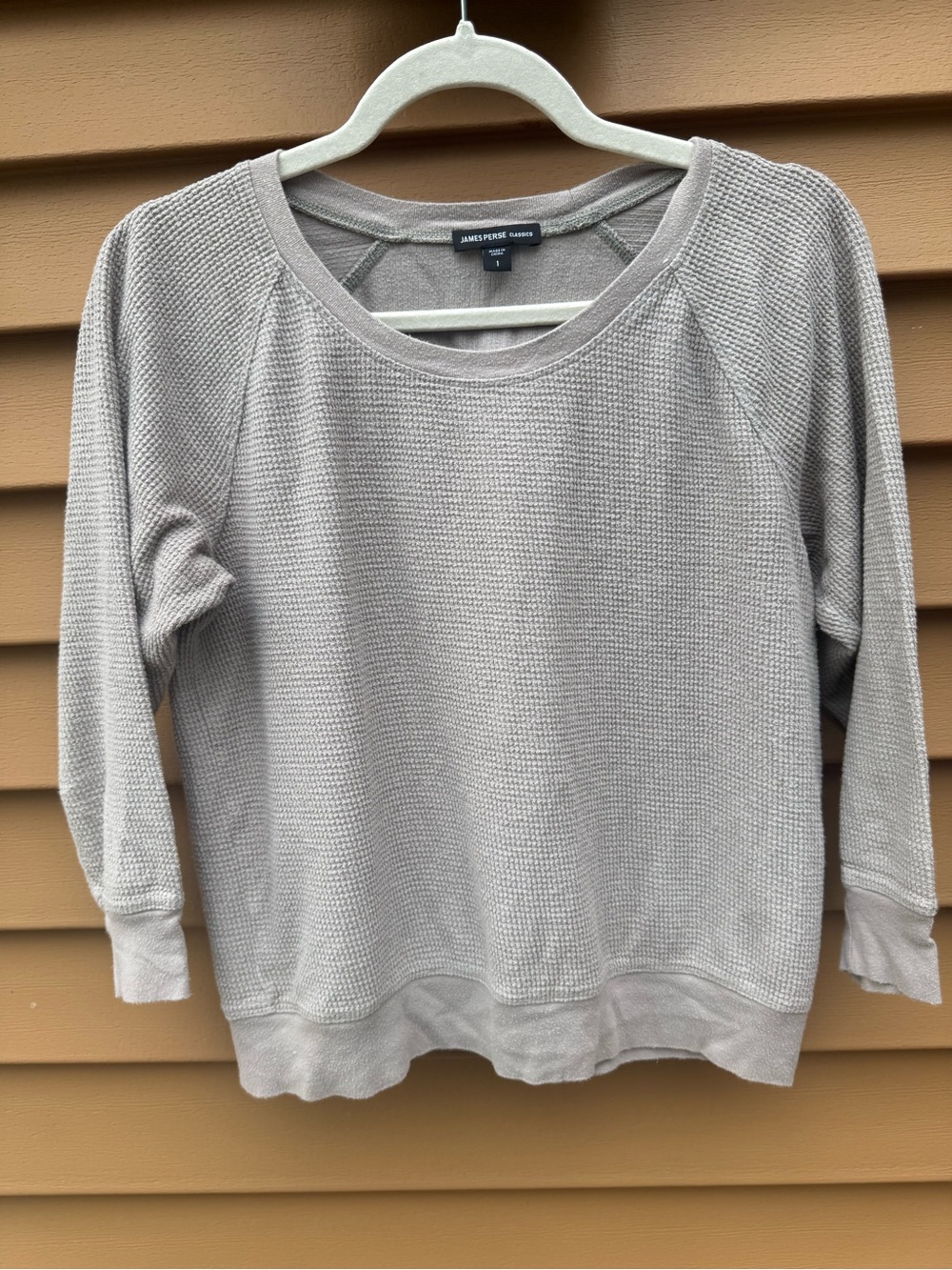 James Perse Classics waffle knit thermal sweatshirt top size 1 or size small